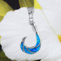 Collier unique et magnifique avec hameçon en opale bleue de très grande taille, pendentif en argent sterling avec hameçon en opale, cadeau d'anniversaire pour mère N4505