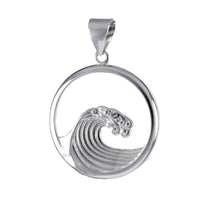 Unique Beautiful Hawaiian Ocean Wave Necklace, Sterling Silver Surfing Wave Pendant, N4479 Birthday Mother Mom Gift