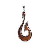 Magnifique collier hawaïen en bois de koa véritable de très grande taille avec hameçon, pendentif en argent sterling avec hameçon, cadeau d'anniversaire pour mère N8862