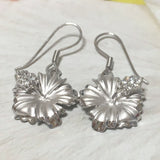 Unique Beautiful Large Hawaiian Hibiscus Earring, Official Hawaiian State Flower, Sterling Silver Hibiscus CZ Dangle Earring E4159