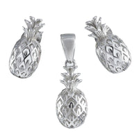 Joli collier et boucles d'oreilles hawaïennes en 3D avec ananas, pendentif en argent sterling en 3D, cadeau d'anniversaire pour mère, épouse, maman, N2003S