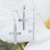 Pretty Hawaiian Cross Necklace and Earring, Sterling Silver Cross Charm Pendant, Christian Jewelry, N2010S Birthday Mother Mom Gift