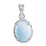 Unique Hawaiian Genuine Larimar Oval Cut Necklace, Sterling Silver Natural Larimar Pendant, N8703 Birthday Mom Gift, Statement PC