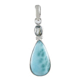 Beautiful Hawaiian Large Genuine Blue Topaz Larimar Rain Drop Necklace, Sterling Silver Natural Larimar Pendant, N8722 Birthday Mom Gift