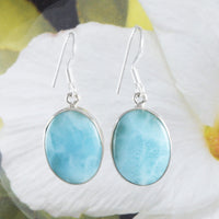 Gorgeous Hawaiian X-Large Genuine Larimar Earring, Sterling Silver Natural Larimar Dangle Earring, E8725 Birthday Mom Gift