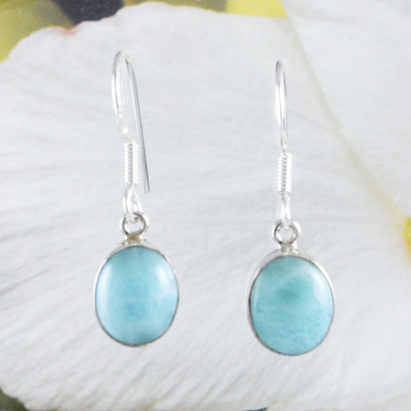 Beautiful Hawaiian Genuine Larimar Earring, Sterling Silver Natural Larimar Dangle Earring, E8705 Birthday Mom Gift