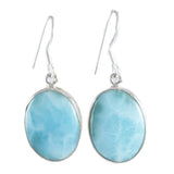 Gorgeous Hawaiian X-Large Genuine Larimar Earring, Sterling Silver Natural Larimar Dangle Earring, E8725 Birthday Mom Gift