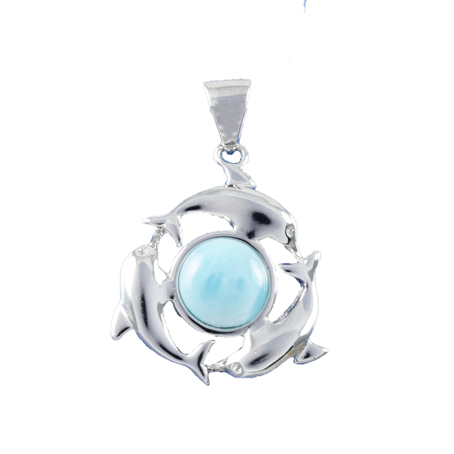 Boucles d'oreilles et collier uniques en véritable Larimar hawaïen avec 3 dauphins, pendentif en argent sterling avec larimar, cadeau d'anniversaire pour mère et épouse N8843S