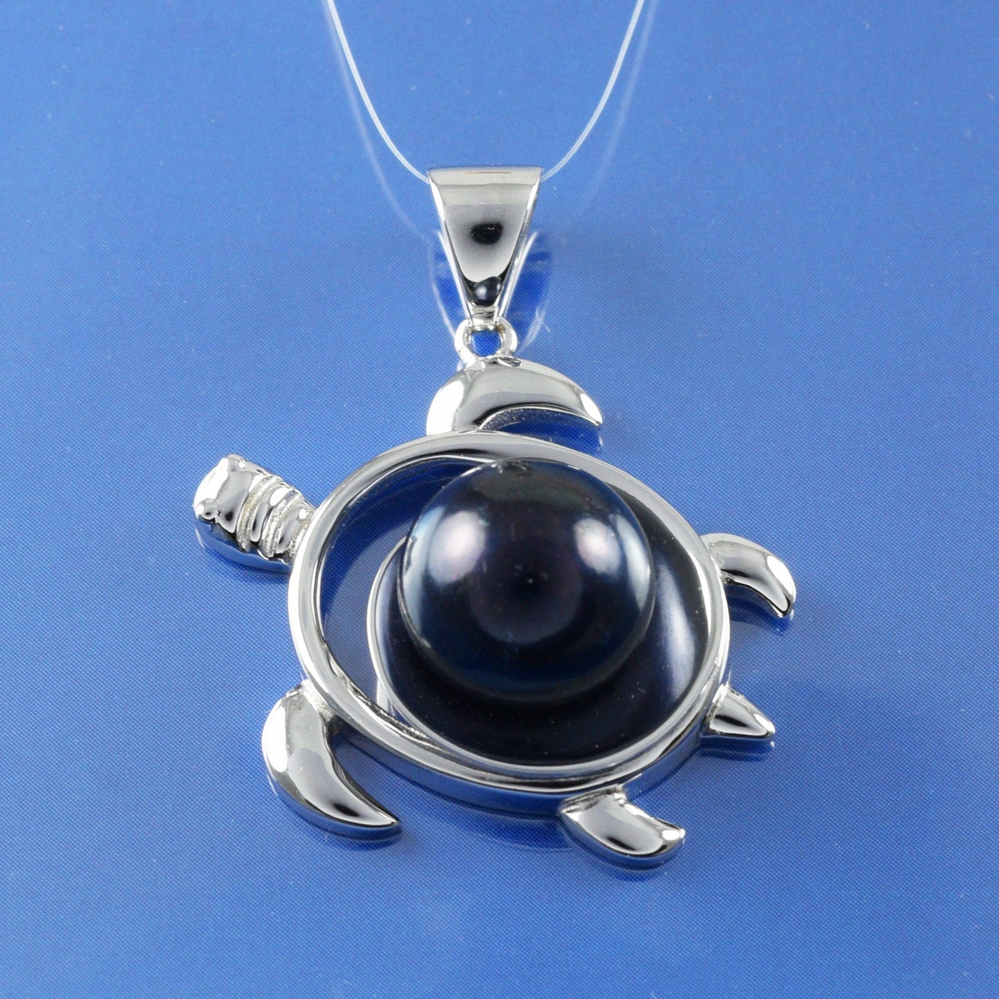 Collier unique hawaïen en véritable perle noire avec pendentif tortue de mer, en argent sterling, perle noire, cadeau d'anniversaire pour maman, N8871