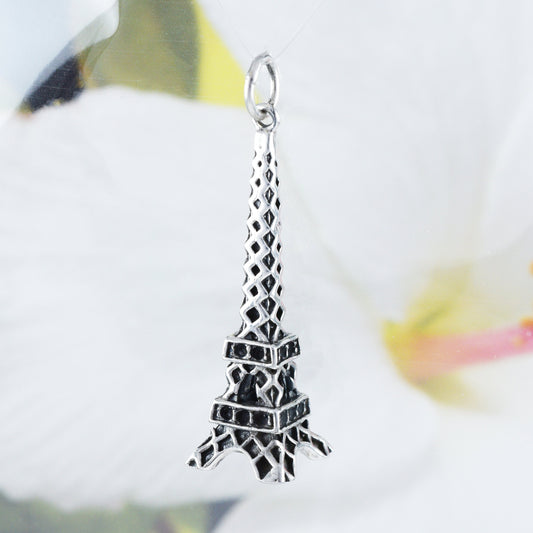 Collier unique de grande taille avec tour Eiffel 3D, pendentif à breloque en argent sterling avec tour Eiffel, cadeau d'anniversaire pour mère, épouse, maman, N8593