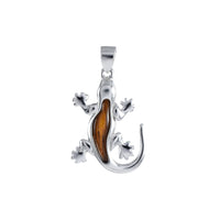 Unique Beautiful Hawaiian Genuine Koa Wood Gecko Earring and Necklace, Sterling Silver Koa Wood Gecko Pendant, N8864S Birthday Mom Gift