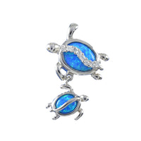 Magnifique collier hawaïen maman et bébé tortue de mer, pendentif famille tortue de mer en argent sterling opale bleue, cadeau d'anniversaire de Saint-Valentin N8836