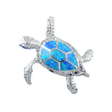 Magnifique collier hawaïen en forme de tortue de mer en opale bleue de très grande taille, pendentif en argent sterling, cadeau d'anniversaire pour maman, déclaration PC, N8834