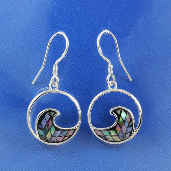 Magnifique boucle d'oreille en coquillage de paua hawaïen véritable, boucle d'oreille pendante en argent sterling, cadeau d'anniversaire pour maman E8928