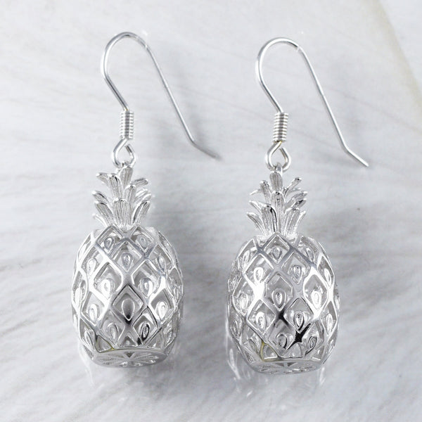 Superbe boucle d'oreille hawaïenne en forme d'ananas 3D de très grande taille, boucle d'oreille pendante en argent sterling en forme d'ananas 3D E6131, cadeau d'anniversaire pour maman, déclaration PC