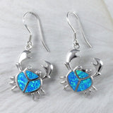 Boucles d'oreilles uniques et magnifiques en forme de crabe en opale bleue hawaïenne, boucles d'oreilles pendantes en argent sterling avec opale, cadeau d'anniversaire pour maman E6163