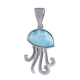 Collier méduse en larimar authentique hawaïen unique, pendentif méduse en larimar en argent sterling, cadeau d'anniversaire, de Saint-Valentin, d'épouse et de maman, N8789