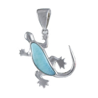 Collier unique en véritable larimar gecko hawaïen, pendentif en argent sterling larimar gecko, cadeau d'anniversaire pour mère, épouse, maman, N8794