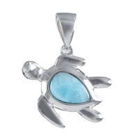 Collier unique en véritable tortue de mer Larimar hawaïenne, pendentif en argent sterling avec tortue Larimar, cadeau d'anniversaire pour mère, épouse, maman, N8791