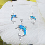 Magnifique collier et boucles d'oreilles en forme de dauphin en opale bleue hawaïenne, pendentif en argent sterling avec opale bleue, cadeau d'anniversaire pour mère, épouse, maman, N6029SH