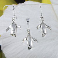 Unique Hawaiian 3D Penguin Earring and Necklace, Sterling Silver Cute Penguin Charm Pendant, N2991SH Birthday Mom Wife Girl Mother Gift