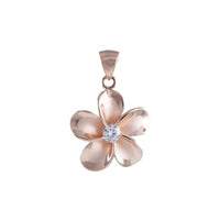 Beautiful Hawaiian Plumeria Earring and Necklace, Sterling Silver Rose-Gold Plated Plumeria Flower CZ Pendant, N8854S Birthday Mother Gift