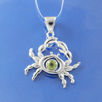 Unique Hawaiian Genuine Peridot Crab Earring and Necklace, Sterling Silver Peridot Crab Pendant, N8881S Birthday Mother Wife Mom Gift