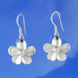 Magnifiques boucles d'oreilles et collier hawaïens de grande taille en plumeria, pendentif en argent sterling avec fleur de plumeria en zircone cubique, cadeau d'anniversaire pour mère, épouse, maman, N6002S