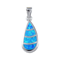 Unique Beautiful Hawaiian Blue Opal Rain Drop Earring and Necklace, Sterling Silver Blue Opal Rain Drop Pendant, N9308S Birthday Mom Gift