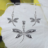 Stunning Large Hawaiian Dragonfly Earring and Necklace, Sterling Silver Dragonfly Pendant, N6116S1 Birthday Mother Wife Mom Gift