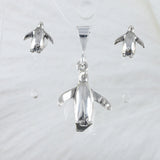 Unique Hawaiian 3D Penguin Earring and Necklace, Sterling Silver Cute Penguin Charm Pendant, N2991S Birthday Mom Wife Girl Mother Gift