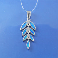 Magnifique collier et boucles d'oreilles en forme de feuille de maille en opale bleue hawaïenne, pendentif en argent sterling en forme de feuille de maille en opale, cadeau d'anniversaire pour maman, épouse, mère, N8837S