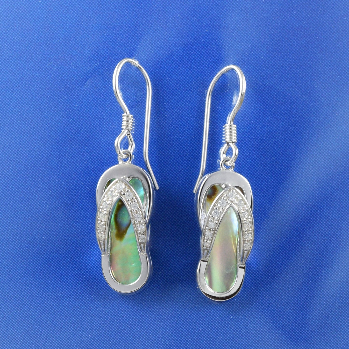 Boucles d'oreilles et collier uniques en coquillage de paua hawaïen véritable, pendentif sandale en argent sterling avec nacre d'ormeau, cadeau d'anniversaire pour mère N8846S