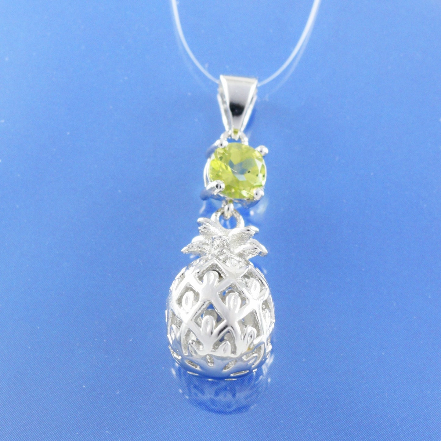 Magnifiques boucles d'oreilles et collier en véritable péridot hawaïen 3D ananas, pendentif en argent sterling péridot ananas, cadeau d'anniversaire pour maman N8885S1