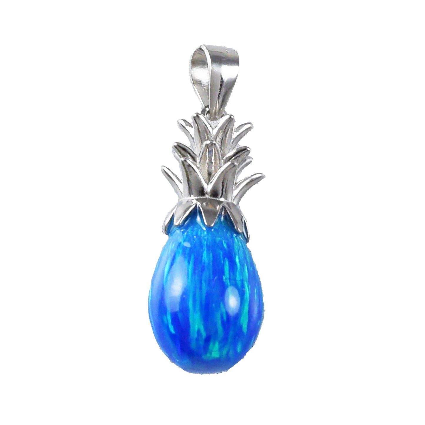 Boucles d'oreilles et collier uniques et magnifiques en opale bleue 3D hawaïenne en forme d'ananas, pendentif en opale bleue en argent sterling, cadeau d'anniversaire pour maman N9312S