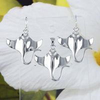 Magnifique collier et boucles d'oreilles raie manta hawaïenne, pendentif raie manta en argent sterling, cadeau d'anniversaire pour mère, épouse, maman, N6106S3