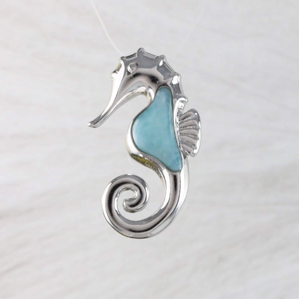 Collier unique en véritable hippocampe hawaïen en larimar, pendentif en argent sterling avec hippocampe en larimar, cadeau d'anniversaire, de Saint-Valentin, pour femme et maman, N8446M