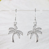 Beautiful Hawaiian Palm Tree Earring, Sterling Silver Palm Tree CZ Dangle Earring, E4022A Birthday Mom Mother Gift, Island Jewelry