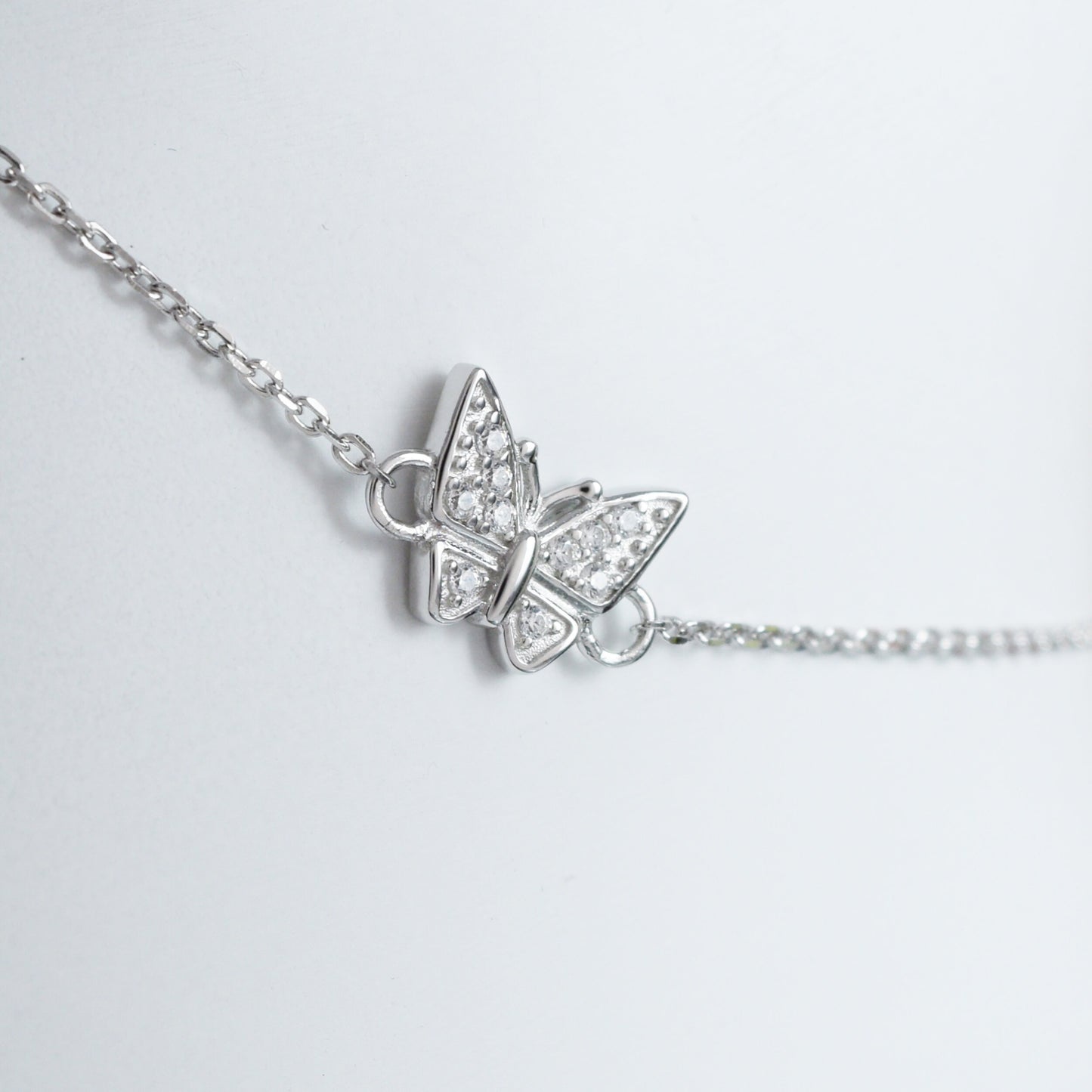 Beautiful Hawaiian Butterfly Ankle Bracelet, Sterling Silver Butterfly CZ Charm Anklet, A9515 Birthday Mom Mother Gift