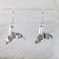 Unique Beautiful Hawaiian Large Whale Tail Earring, Sterling Silver Whale Tail Dangle Earring, E6101 Birthday Mom Mother Gift