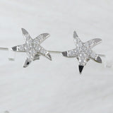 Unique Beautiful Hawaiian Starfish Earring, Sterling Silver Star Fish CZ Stud Earring, E4017 Birthday Mom Mother Gift, Island Jewelry