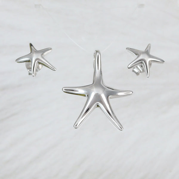 Pretty Hawaiian Starfish Necklace and Earring, Sterling Silver Star Fish Charm Pendant, N2011S Birthday Mother Wife Mom Girl Gift