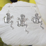 Magnifique boucle d'oreille et collier hawaïen en forme de grenouille, pendentif en argent sterling en forme de grenouille bondissante, cadeau d'anniversaire pour mère, épouse, maman, N6122