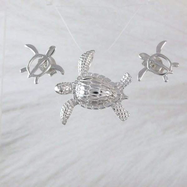 Magnifique collier et boucles d'oreilles en forme de tortue de mer hawaïenne, pendentif en argent sterling avec breloque tortue, cadeau d'anniversaire pour mère, épouse, maman et fille, N6126S