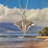 Magnifique collier de raie pastenague, pendentif raie pastenague hawaïenne en argent sterling, N6109, cadeau d'anniversaire pour maman, mère, épouse, fille, Saint-Valentin