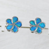 Beautiful Hawaiian Blue Opal Plumeria Earring, Sterling Silver Blue Opal Plumeria Flower Stud Earring E4025 Birthday Wife Mom Mother Gift