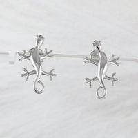 Unique Hawaiian Large Gecko Earring, Sterling Silver Gecko Lizard Stud Earring, E4117 Birthday Wife Mom Girl Mother Gift, Island Jewelry