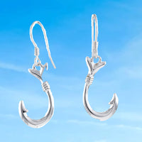 Boucles d'oreilles uniques en forme de grand hameçon 3D hawaïen, boucles d'oreilles pendantes en argent sterling, E4140A, cadeau d'anniversaire pour mère, épouse, maman