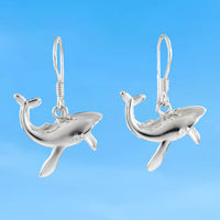 Unique Hawaiian Large Humpback Whale Earring, Sterling Silver Humpback Whale CZ Eye Dangle Earring, E4146A Birthday Mom Gift, Statement PC