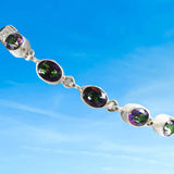 Beautiful Hawaiian Genuine Mystic Topaz Oval-Cut Bracelet, Sterling Silver Rainbow Topaz Bracelet, B3328 Birthday Mom Gift, Statement PC